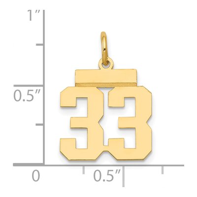 14K Yellow Gold Small Number 33 Charm – view 5