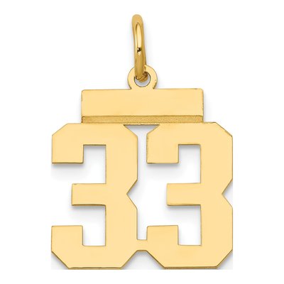 14K Yellow Gold Small Number 33 Charm