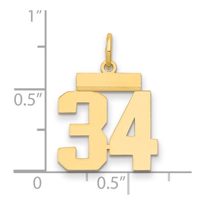 14K Yellow Gold Small Number 34 Pendant – view 2