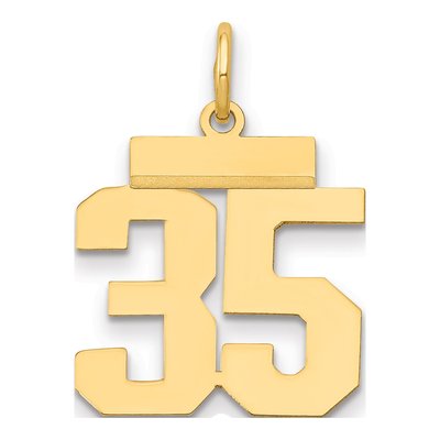 14K Yellow Gold Small Number 35 Pendant
