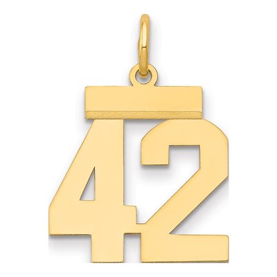14K Yellow Gold Number 42 Charm
