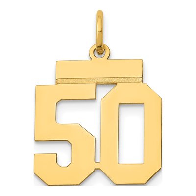 14K Yellow Gold Small Number 50 Charm
