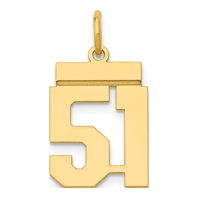 14K Yellow Gold Small Number 51 Pendant
