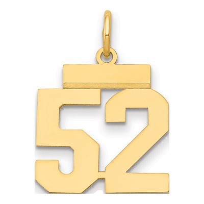 14K Yellow Gold Number 52 Charm