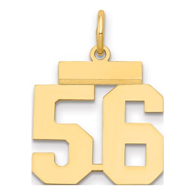 14K Yellow Gold Small Number 56 Charm