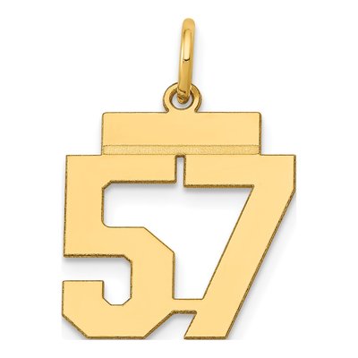 14K Yellow Gold Small Number 57 Pendant