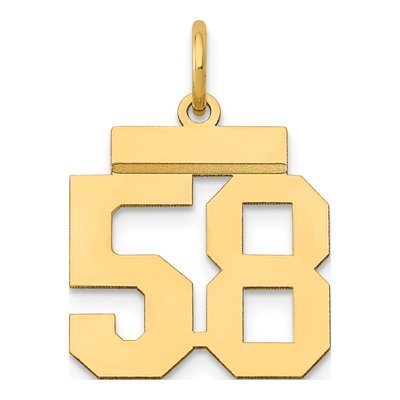 14K Yellow Gold Small Number 58 Pendant