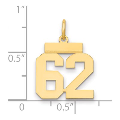14K Yellow Gold Number 62 Charm – view 2