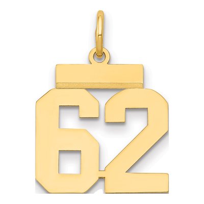 14K Yellow Gold Number 62 Charm