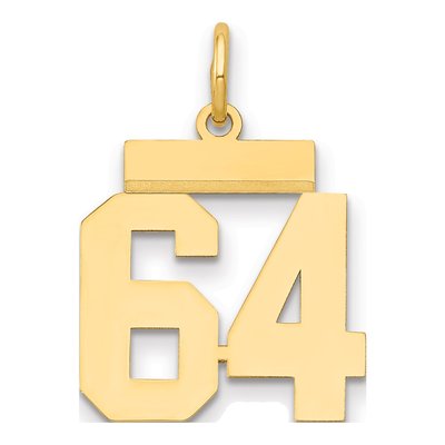14K Yellow Gold Small Number 64 Pendant