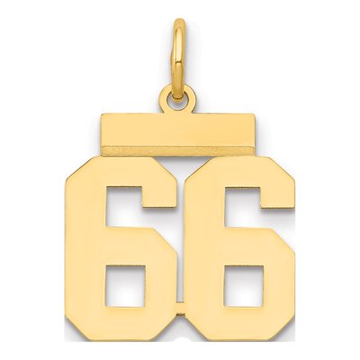 14K Yellow Gold Small Number 66 Charm