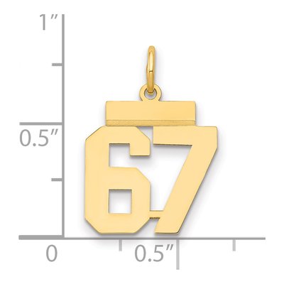 14K Yellow Gold Small Number 67 Charm – view 2
