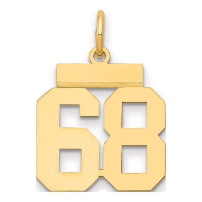 14K Yellow Gold Small Number 68 Charm