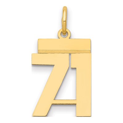 14K Yellow Gold Small Number 71 Pendant