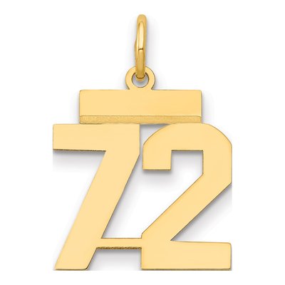 14K Yellow Gold Small Number 72 Charm