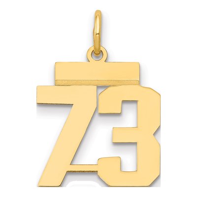 14K Yellow Gold Small Number 73 Pendant