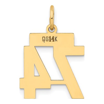 14K Yellow Gold Number 74 Charm – view 3