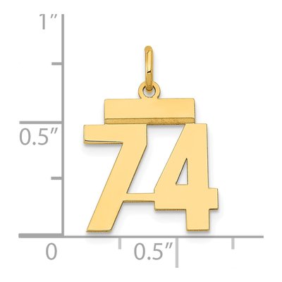 14K Yellow Gold Number 74 Charm – view 4