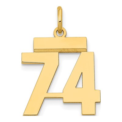 14K Yellow Gold Number 74 Charm