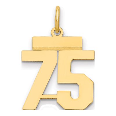 14K Yellow Gold Number 75 Charm