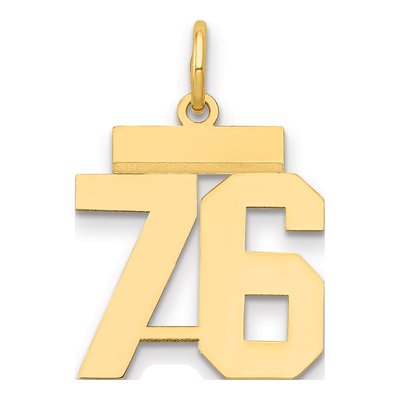 14K Yellow Gold Small Number 76 Pendant