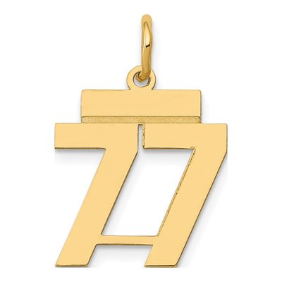 14K Yellow Gold Number 77 Pendant