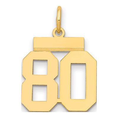 14K Yellow Gold Number 80 Charm