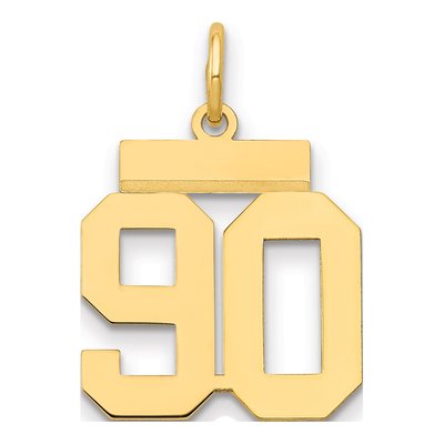 14K Yellow Gold Small Number 90 Pendant