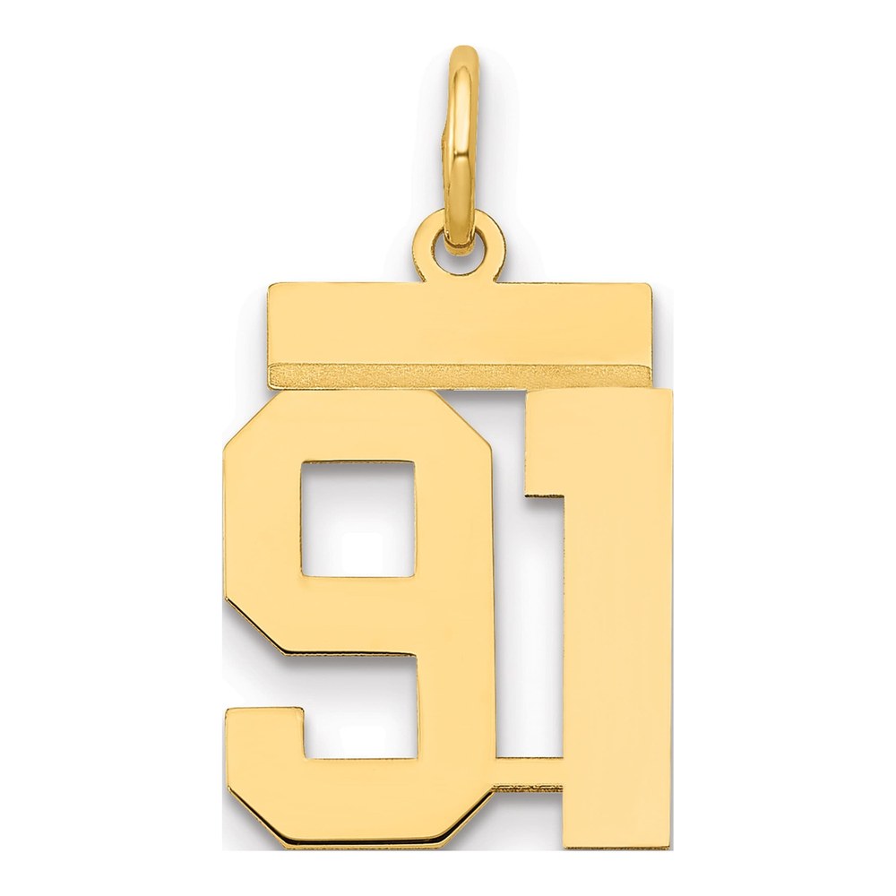 14K Yellow Gold Small Number 91 Charm