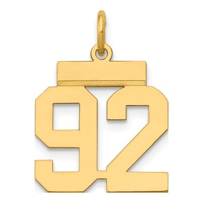 14K Yellow Gold Small Number 92 Charm