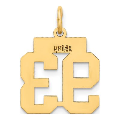 14K Yellow Gold Number 93 Charm – view 3