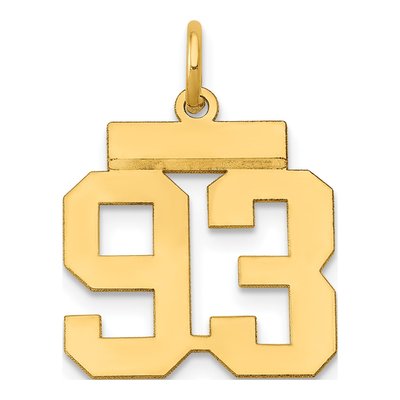 14K Yellow Gold Number 93 Charm