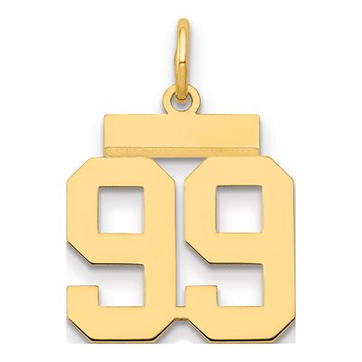 14K Yellow Gold Small Number 99 Pendant