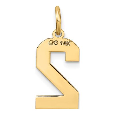 14K Yellow Gold Number 2 Charm Pendant – view 4