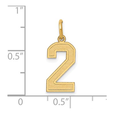 14K Yellow Gold Number 2 Charm Pendant – view 5