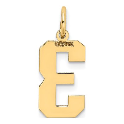 14K Yellow Gold Number 3 Pendant – view 4