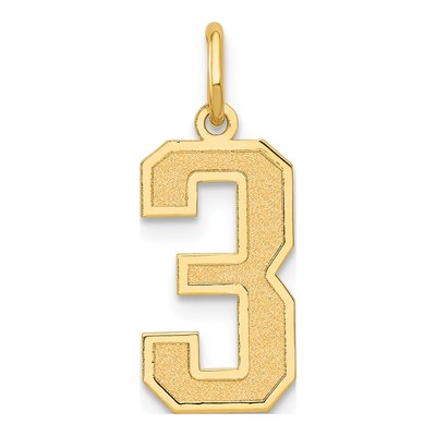 14K Yellow Gold Number 3 Pendant