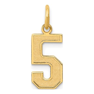 14K Yellow Gold Number 5 Charm