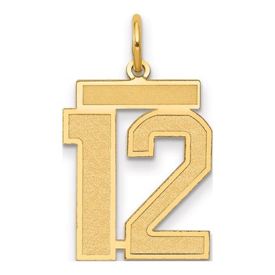14K Yellow Gold Number 12 Pendant