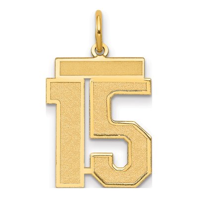 14K Yellow Gold Number 15 Charm
