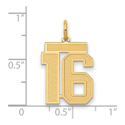 14K Yellow Gold Number 16 Charm – view 2