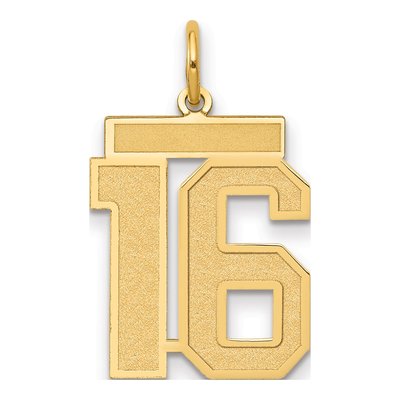 14K Yellow Gold Number 16 Charm
