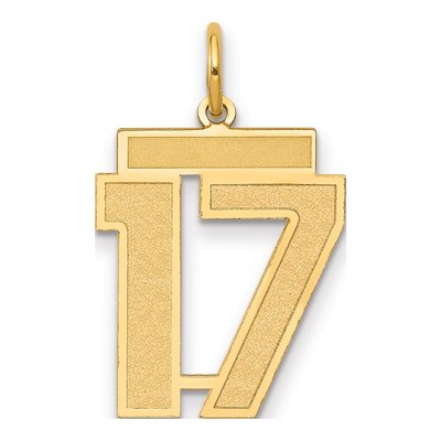 14K Yellow Gold Number 17 Charm