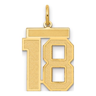 14K Yellow Gold Number 18 Charm