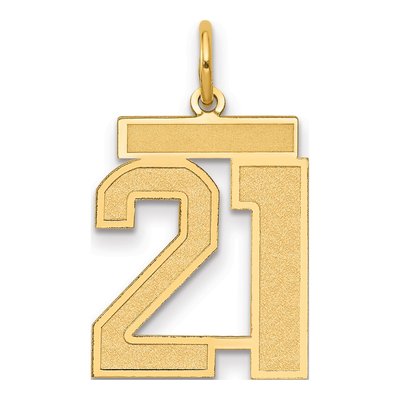 14K Yellow Gold Number 21 Charm