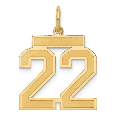 14K Yellow Gold Number 22 Charm