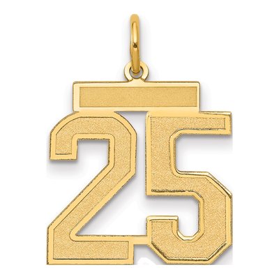 14K Yellow Gold Number 25 Charm