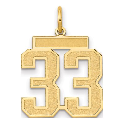14K Yellow Gold Number 33 Pendant