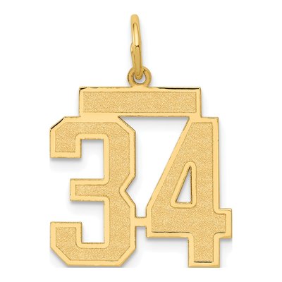 14K Yellow Gold Number 34 Charm