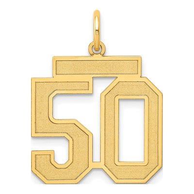 14K Yellow Gold Number 50 Charm